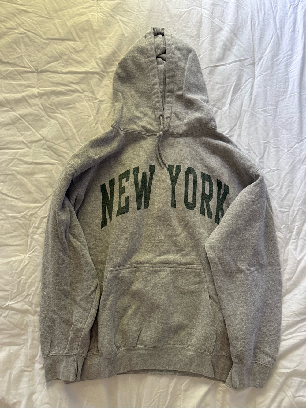 Brandy Melville Grey Hoodie with Green "New York" One Size